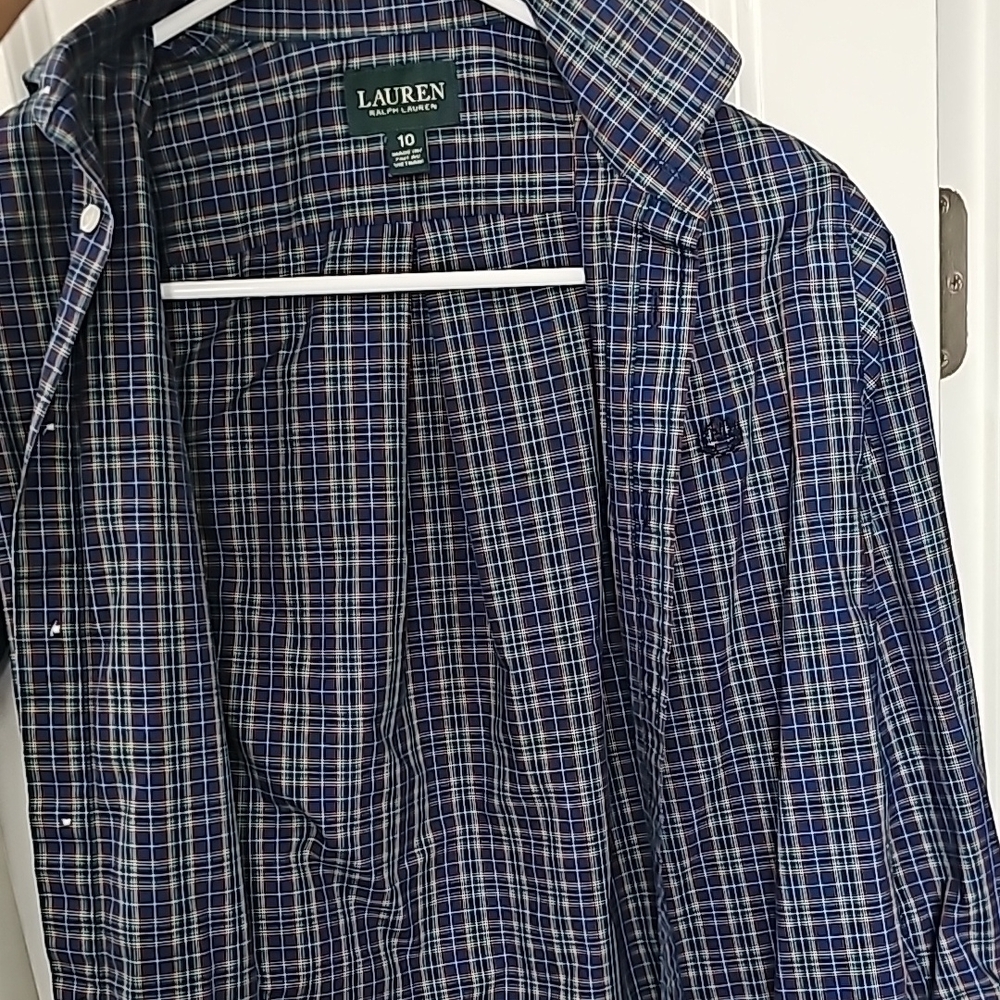 Lauren Ralph Lauren Blue Plaid Kids Shirt